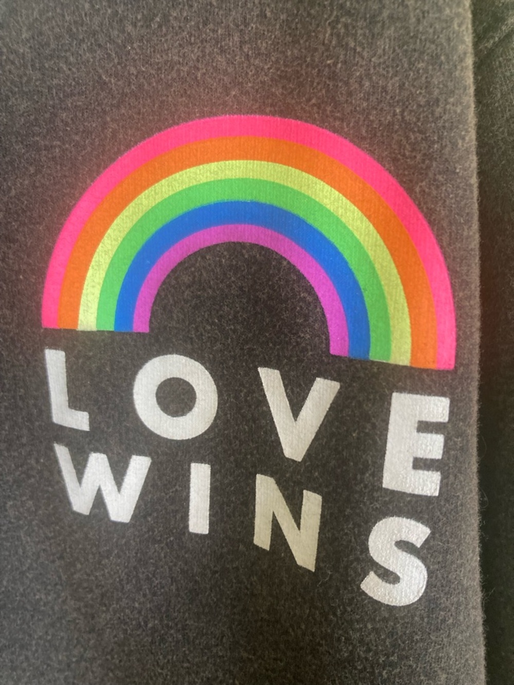 Kohl's Black Junior’s Sweatshirt with Bright Rainbow 'LOVE WINS' Graphic